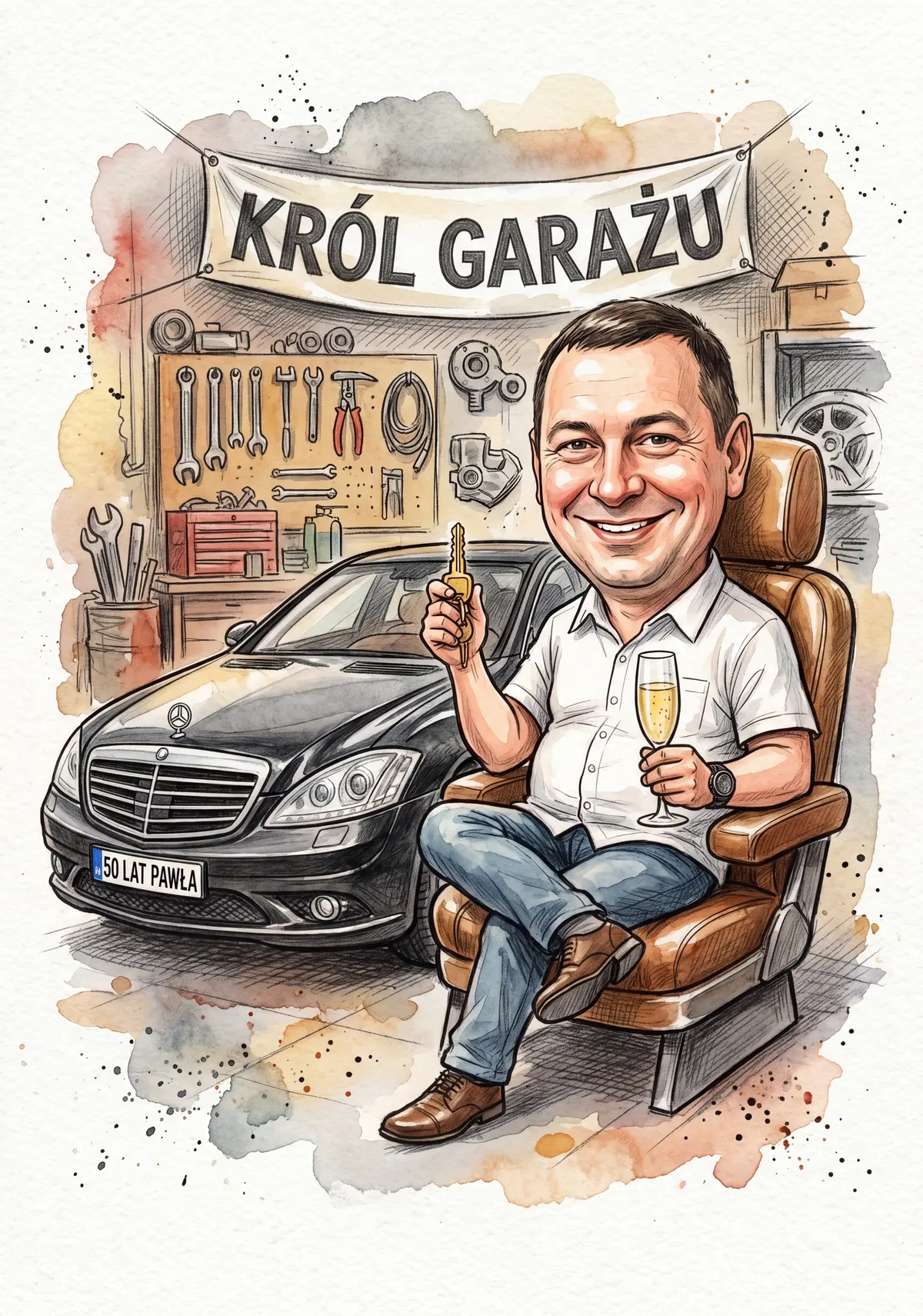 Portret karykatury z fotografii, praca nr 12, Atelier Karykatur