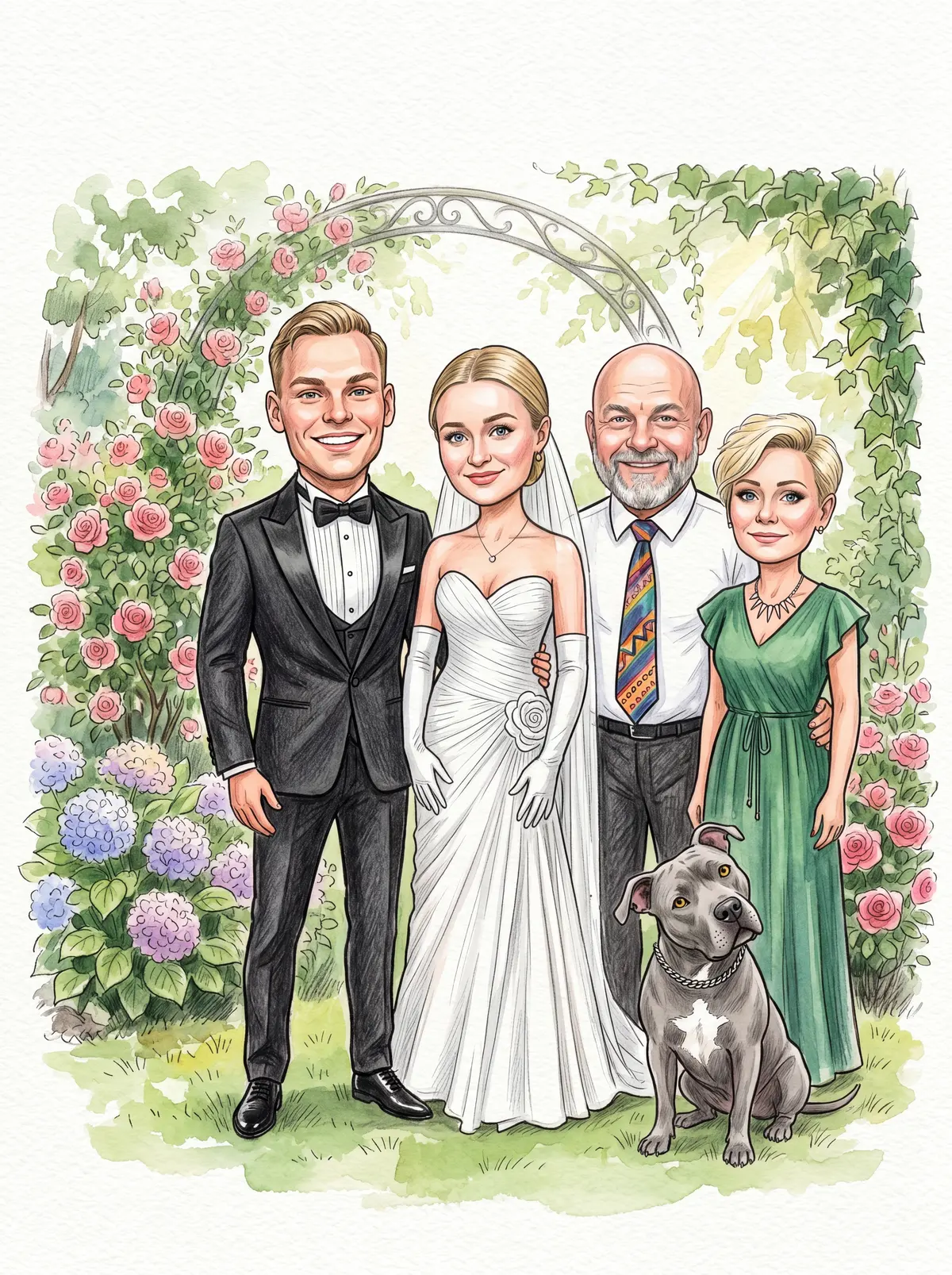 Ślubna karykatura pary młodej, praca nr 17, Atelier Karykatur